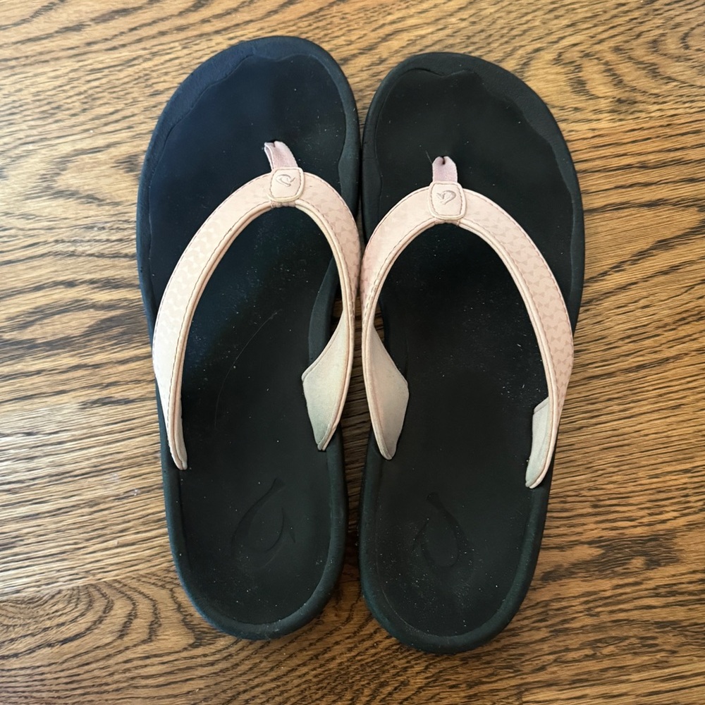 Olukai Black and Pink Flip Flops